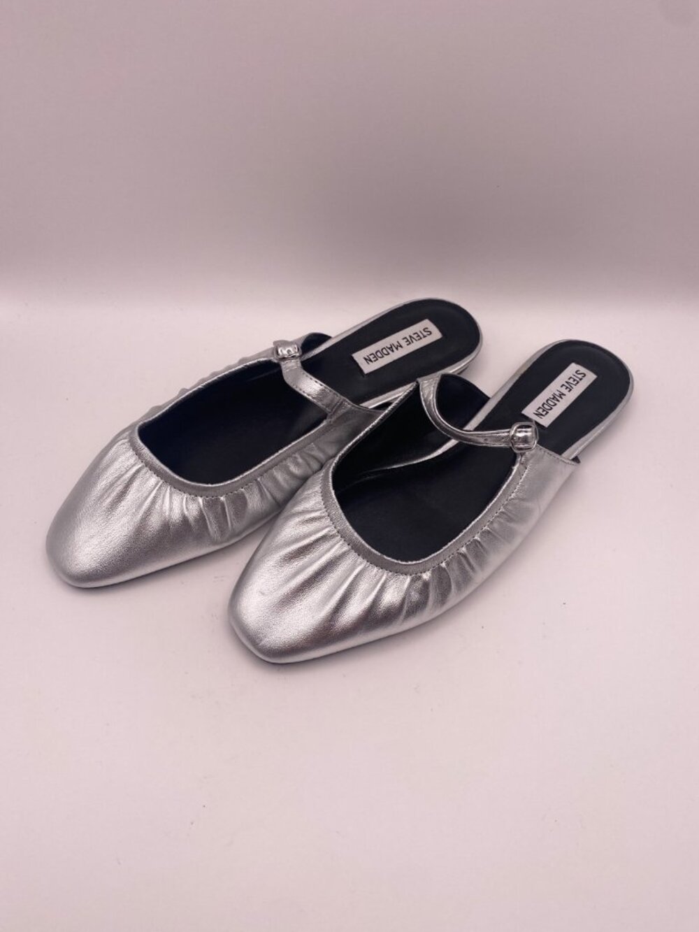 Steve Madden Women's Gisele Silver Metallic Slip On Mule Sz 9